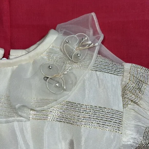 SYLVIA WHYTE for Neiman-Marcus 2T special occasion dress. Ivory, gold and silver - Picture 5 of 10